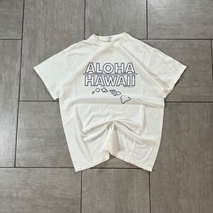 Aloha Hawaii Graphic T-Shirt White Cotton Short Sleeve Tee Size 19x25.5
